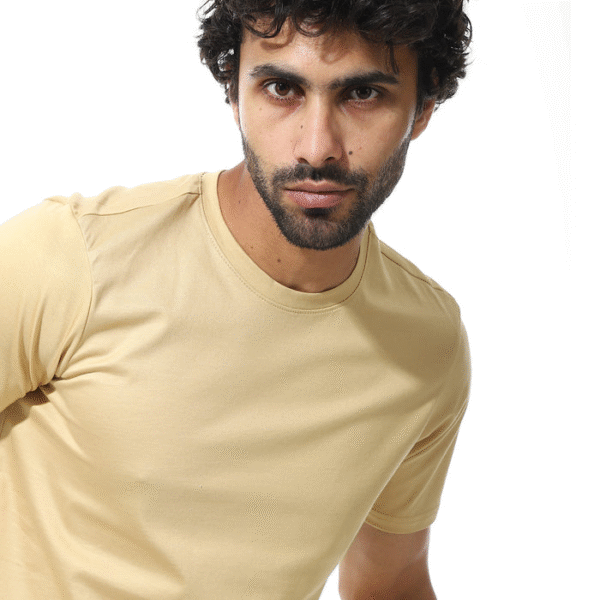 Classic Crew Neck T-Shirt for Men – Light Beige