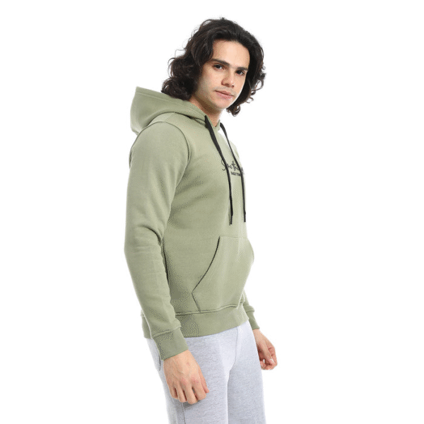 printed cotton hoodie for men - dark green