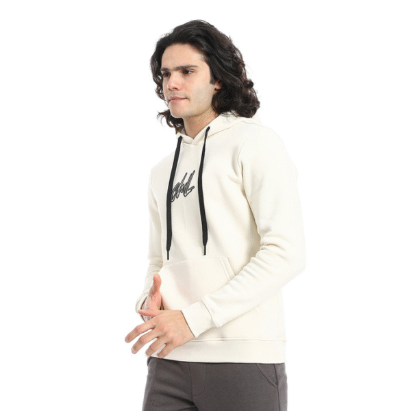 printed cotton hoodie for men - off white