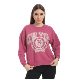 Purple Printed Sweatshirt for Women – Cozy & Trendy