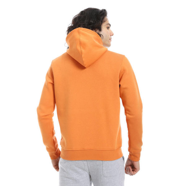 printed cotton hoodie for men - orange