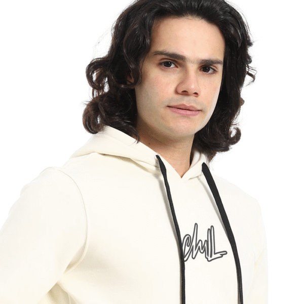 printed cotton hoodie for men - off white