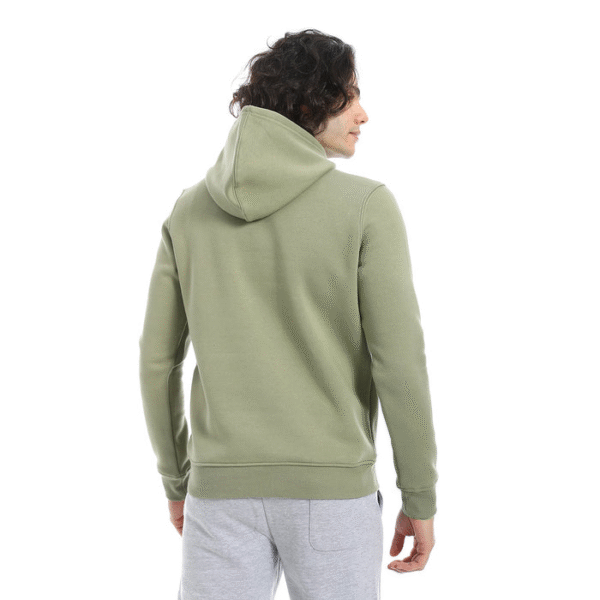 printed cotton hoodie for men - dark green