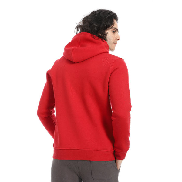 printed cotton hoodie for men - red