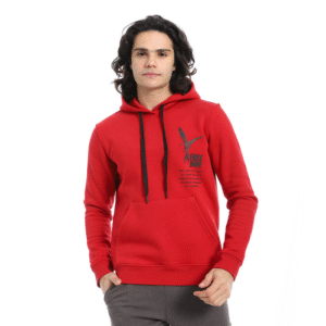 printed cotton hoodie for men - red