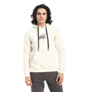 printed cotton hoodie for men - off white