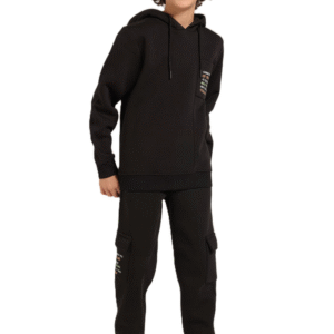 Boys Black Hoodie Jogger Set