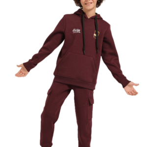 Boys Maroon Hoodie Pajama Set