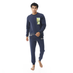 Men Winter Pajama Printed - Navy