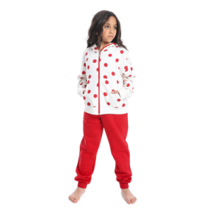 Girls Winter Hoodie Pajamas - Red