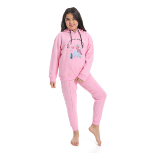 Girls Winter Hoodie Pajamas - Rose